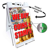 We Buy Coins Stamps A-Frame Signs, Decals, or Panels