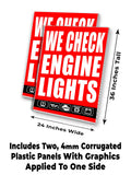 We Check Engine A-Frame Signs, Decals, or Panels