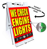 We Check Engine A-Frame Signs, Decals, or Panels