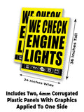We Check Engine A-Frame Signs, Decals, or Panels