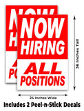Now Hiring All Positions A-Frame Signs, Decals, or Panels