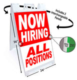 Now Hiring All Positions A-Frame Signs, Decals, or Panels