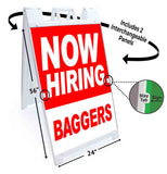Now Hiring Baggers A-Frame Signs, Decals, or Panels