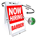 Now Hiring Barber A-Frame Signs, Decals, or Panels