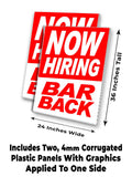 Now Hiring Bar Back A-Frame Signs, Decals, or Panels