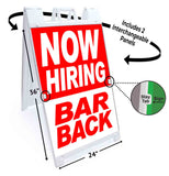 Now Hiring Bar Back A-Frame Signs, Decals, or Panels