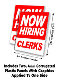 Now Hiring Clerks A-Frame Signs, Decals, or Panels