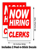 Now Hiring Clerks A-Frame Signs, Decals, or Panels