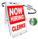 Now Hiring Clerks A-Frame Signs, Decals, or Panels