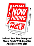 Now Hiring Construction Help A-Frame Signs, Decals, or Panels