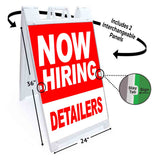 Now Hiring Detailers A-Frame Signs, Decals, or Panels