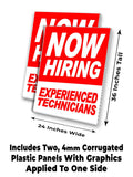 Now Hiring Exp Tech A-Frame Signs, Decals, or Panels
