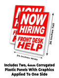 Now Hirin Front Desk Help A-Frame Signs, Decals, or Panels