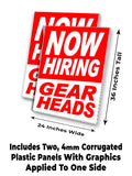 Now Hiring Gear Heads A-Frame Signs, Decals, or Panels