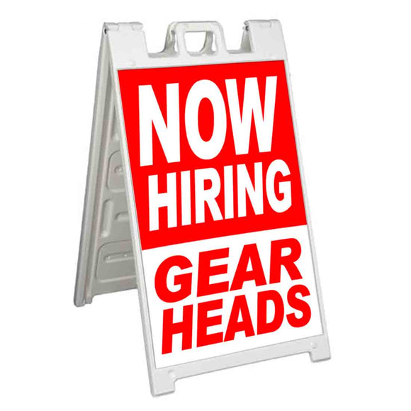 Now Hiring Gear Heads A-Frame Signs, Decals, or Panels