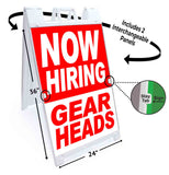 Now Hiring Gear Heads A-Frame Signs, Decals, or Panels