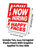 Now Hiring Happy Faces A-Frame Signs, Decals, or Panels