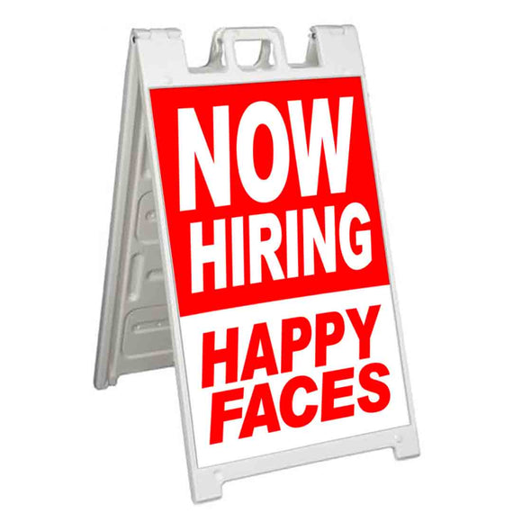 Now Hiring Happy Faces A-Frame Signs, Decals, or Panels