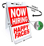Now Hiring Happy Faces A-Frame Signs, Decals, or Panels