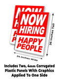 Now Hiring Happy People A-Frame Signs, Decals, or Panels