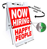 Now Hiring Happy People A-Frame Signs, Decals, or Panels