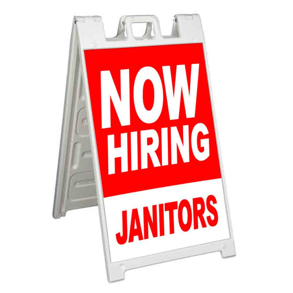 Now Hiring Janitors A-Frame Signs, Decals, or Panels