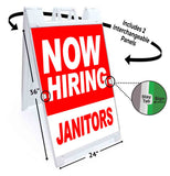 Now Hiring Janitors A-Frame Signs, Decals, or Panels