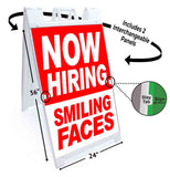 Now Hiring Smile Faces  A-Frame Signs, Decals, or Panels