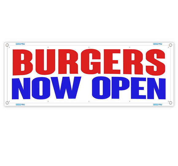 Burgers Now Open Banner