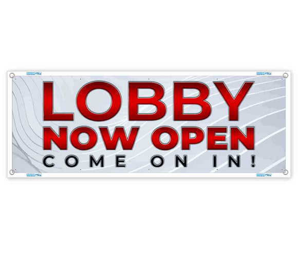 Lobby Open White Banner