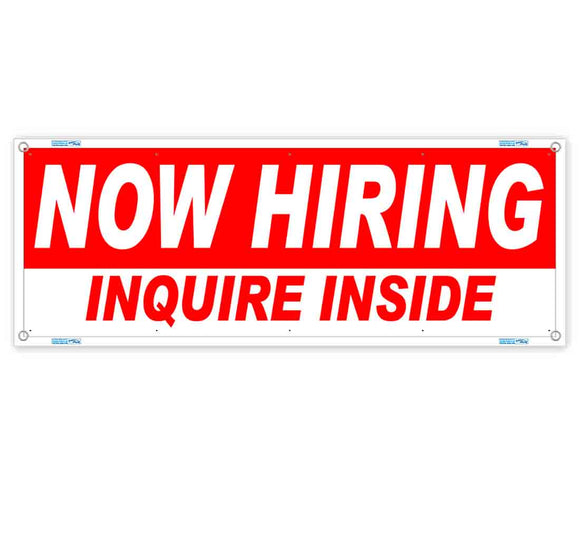 Now Hiring Inquire Inside Banner