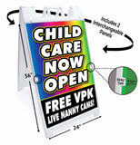 Child Care Now Open A-Frame Signs, Decals, or Panels