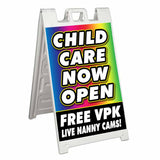 Child Care Now Open A-Frame Signs, Decals, or Panels