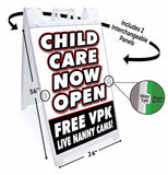 Child Care Now Open A-Frame Signs, Decals, or Panels