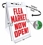 Flea Market Now Open Rd A-Frame Signs, Decals, or Panels