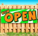 Now Open 3 Green Orange Banner
