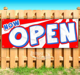 Now Open 3 Red Blue Banner