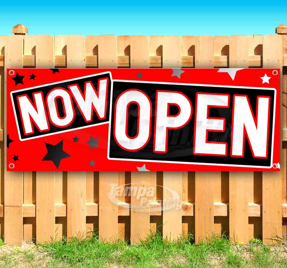 Now Open 4 Red Black Banner
