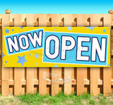 Now Open 4 Yellow Teal Banner