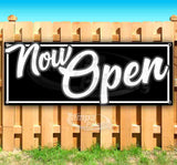 Now Open 5 Black Gray Banner