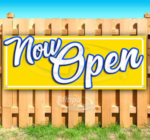 Now Open 5 Yellow Blue Banner