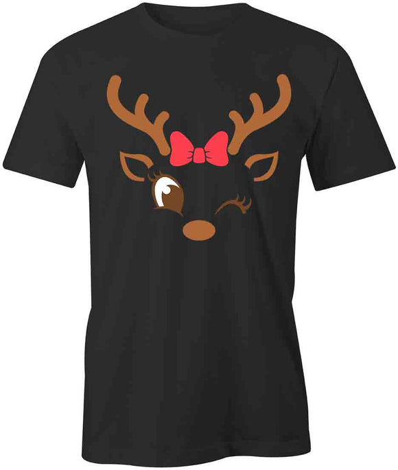 Reindeer Girl Winking T-Shirt