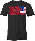 Cigs Whiskey Guns Freedom T-Shirt