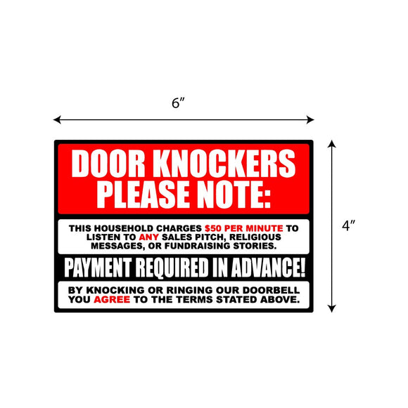 Door Knockers Please Note Sticker